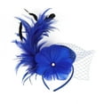 thumbnail image 4 of Audhol Hair Clips for Women Women's Fascinator Wedding Hat Feather Flower Pillbox Hat Cocktail Tea Party Headband Clips Women's Hair Accessories Gifts Blue One Size, 4 of 4