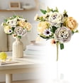 thumbnail image 2 of European Style Artificial Peony Flower Bouquet, Bendable Stem Realistic Faux Floral Arrangement for Home Table Decor Wedding Bridal Bouquet Party Centerpiece Decoration（Yellow）, 2 of 9