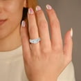 thumbnail image 2 of AFFY Three Stone Halo Bridal Set Rings for Women Center 4X3MM Emerald and Round Lab Created Moissanite Engagement Wedding Ring Jewelry Gift for Her In 14K White Gold Over Sterling Silver Size 6.5, 2 of 6