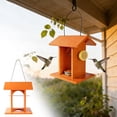 thumbnail image 2 of Birdeem Hanging Bird Feeder for Outdoors, Wooden House for Small Birds, Garden Decor with Hanging Rope, Easy Clean Tray, 2 of 9