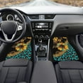 thumbnail image 3 of Renewold Sunflower Leopard Print Blue Auto Carpet Car Floor Mats for Car Van Truck Sedan SUV, 4 Pcs Auto Mats Front & Rear Full Set with Anti-Slip Backing Universal Fit, 3 of 7