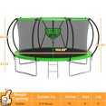 thumbnail image 2 of KOFUN Trampoline with Basketball Hoop & Light, 1500lbs 10FT 12FT 14FT 16FT Trampoline for Adults and Kids, No Gap Design Backyard Trampoline with Enclosure Net, Ladder, Green, 2 of 9