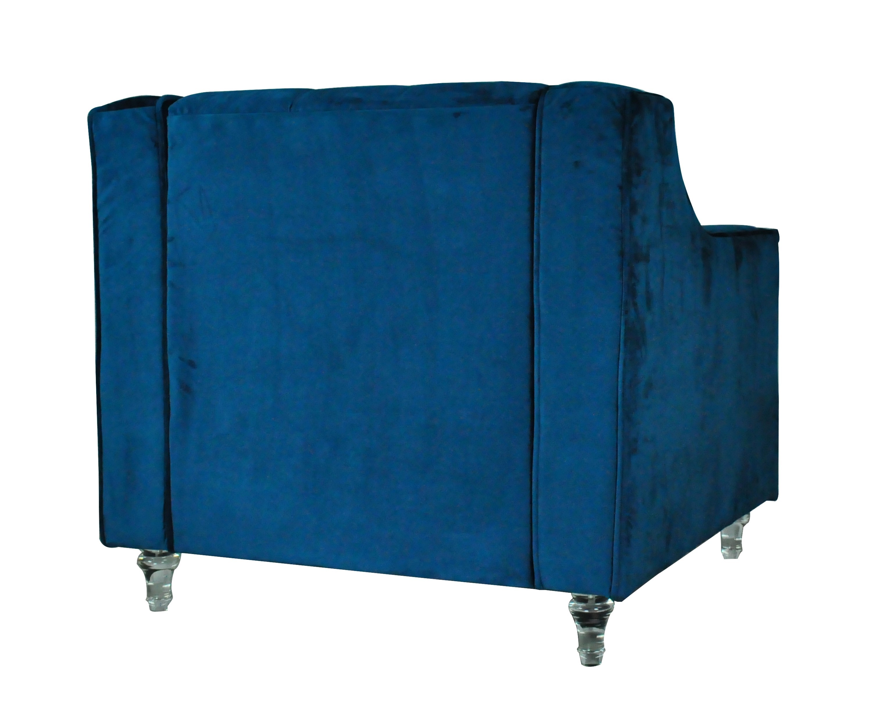Chic Home Berry Velvet Modern Contemporary Button Tufted with Gold Nailhead Trim Round Acrylic Feet Club Chair, Navy Blue
