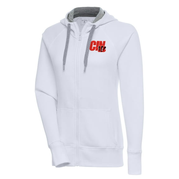 Women's Antigua  White Cincinnati Bengals Victory Full-Zip Hoodie