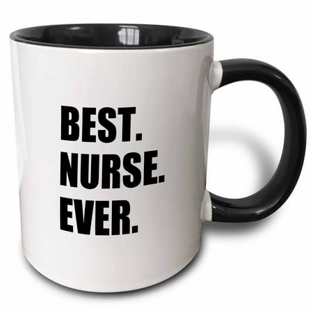 3dRose Best Nurse Ever - worlds greatest nursing staff worker fun nurses day - Two Tone Black Mug,