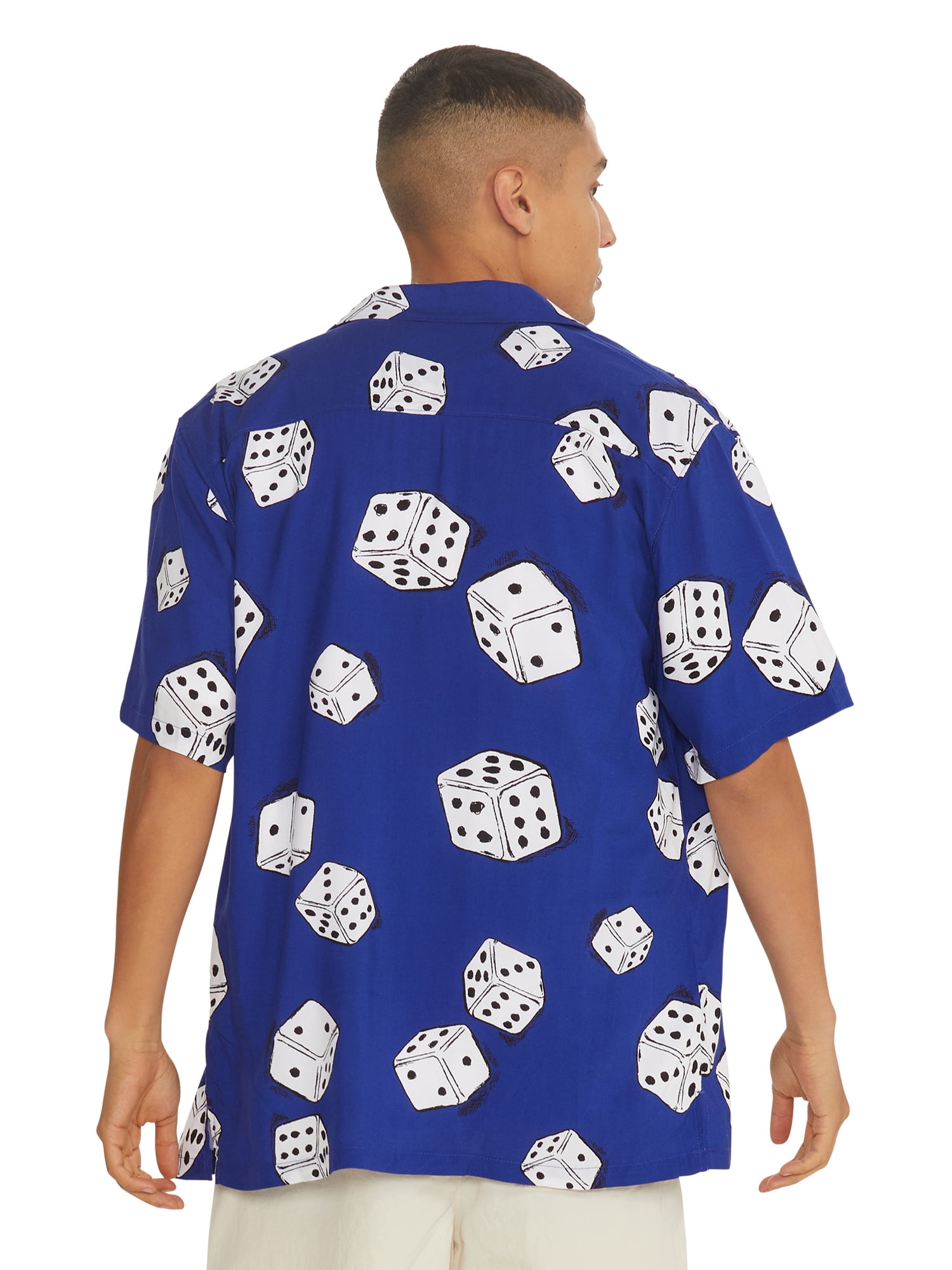 No Boundaries Men's Print Button Up Shirt with Short Sleeves, Sizes XS-3XL