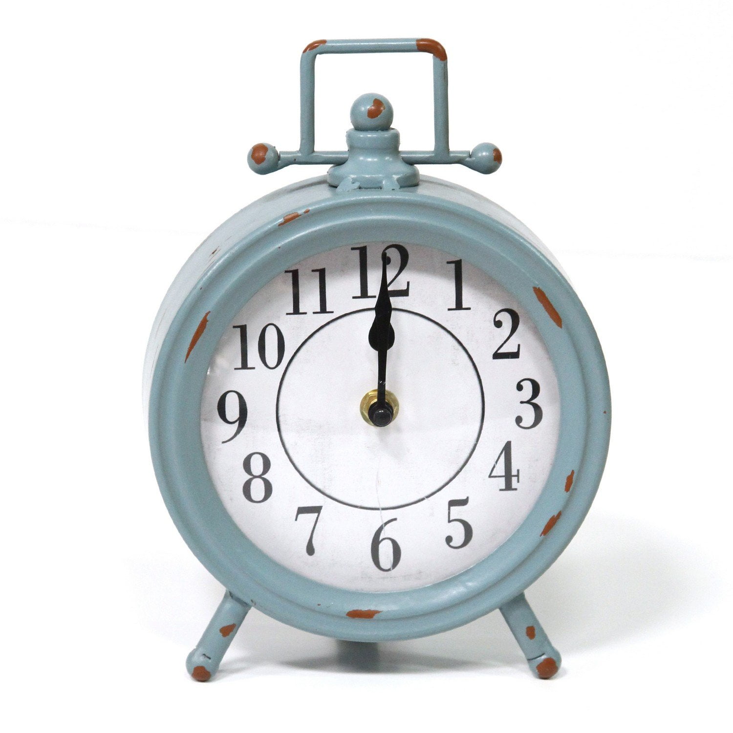 Stratton Home Decor Dorothy Vintage Blue Metal Table Clock Walmart Com Walmart Com