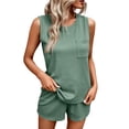 thumbnail image 3 of Bovxnpu Women 2 Piece Loungewear Set Beach Vacation Sweatsuit Tracksuit Set Women's Sleeveless Top & Shorts Round Neck Fall Casual Outfit Summer Outfits, 3 of 7
