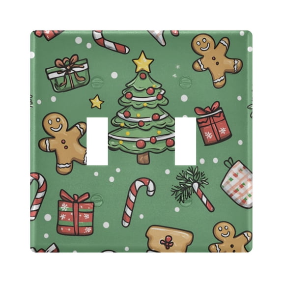 Yayeee Toggle Light Switch Wall Plate 2-Gang 4.56"x4.48" Decorative Outlet Cover, Christmas Cookies