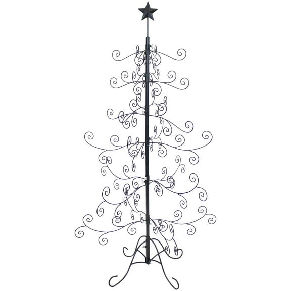 Sunnydaze Noelle Christmas Tree Ornament Display with Hooks 5 ft, Black