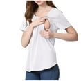 thumbnail image 3 of Ohufall Women's Cotton Maternity T Shirts Plus Size Pregnancy Clothes Summer Solid Color Short Sleeve Nursing Tops Loose Fit Casual Breastfeeding Tees, 3 of 6