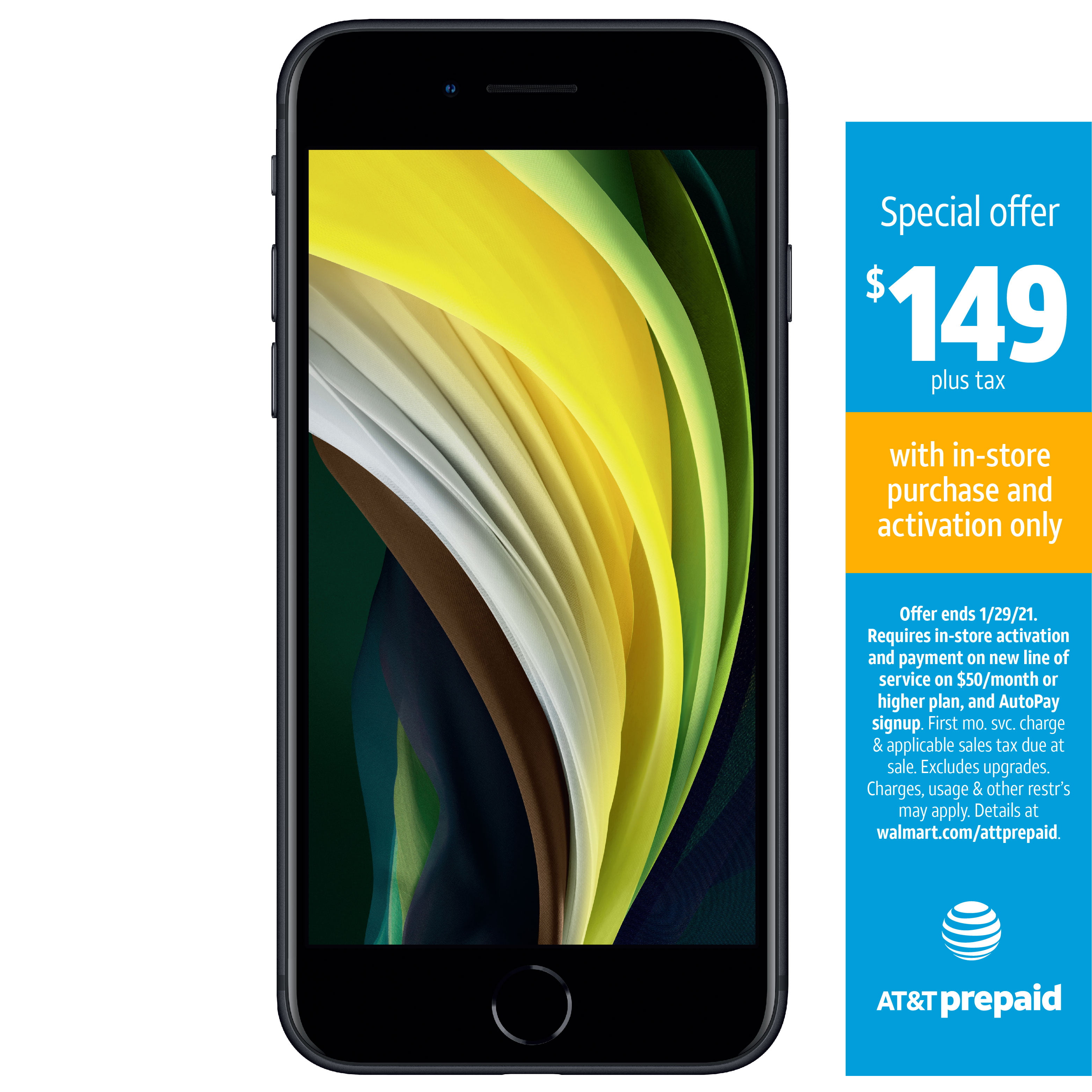 AT&T PREPAID Apple iPhone SE 2020 64GB Black Prepaid ...