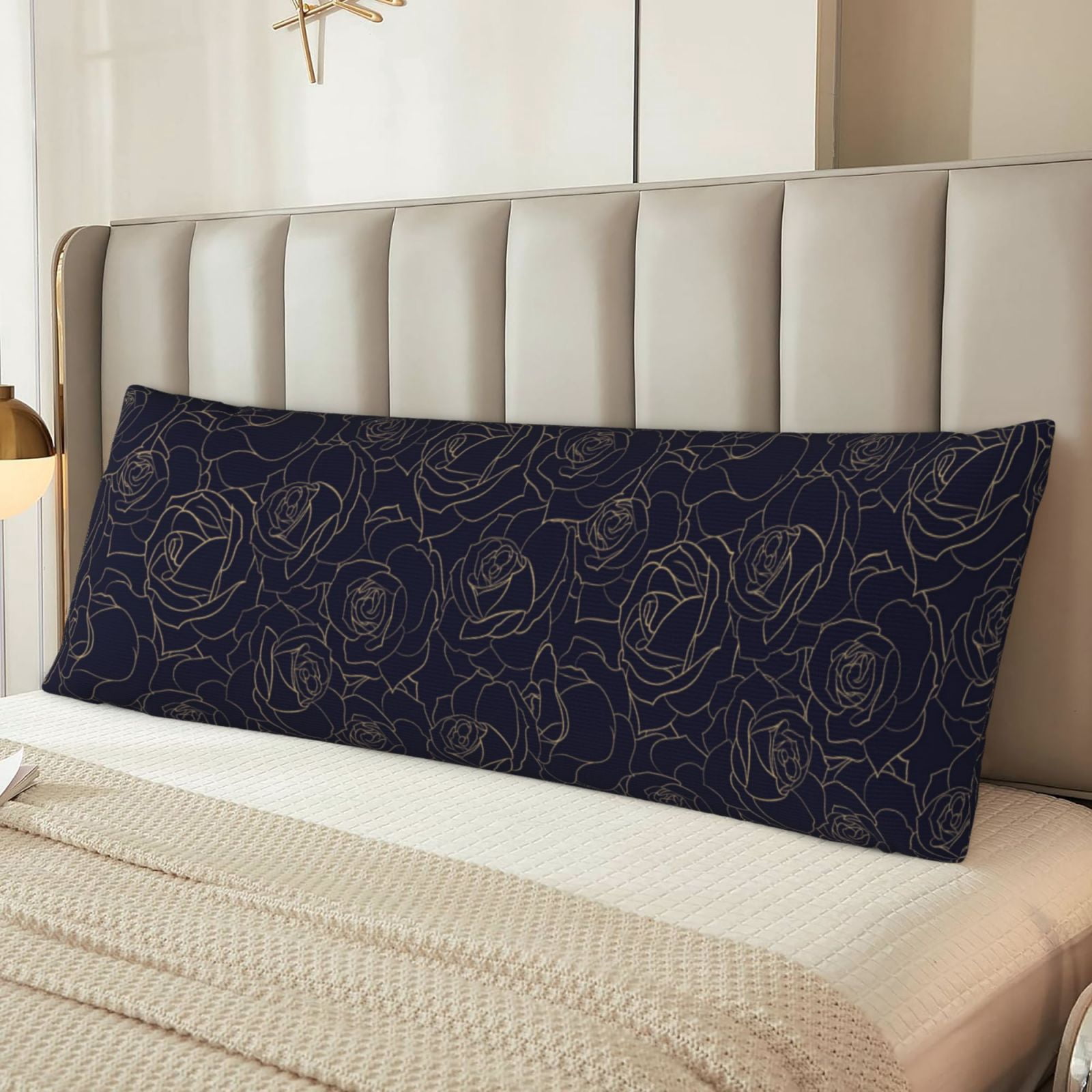 Naloa Copper-Gold Gloss Outline Rose1 Super Soft 20x60 Body Pillow Case,Long Side Hidden Zipper（PILLOWS ARE NOT INCLUDED）