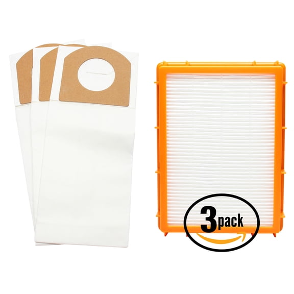 3 Replacement Eureka 4870GZ Vacuum Bags & 3 HEPA Filter - Compatible Eureka Style RR Vacuum Bags & HF-2 Filter