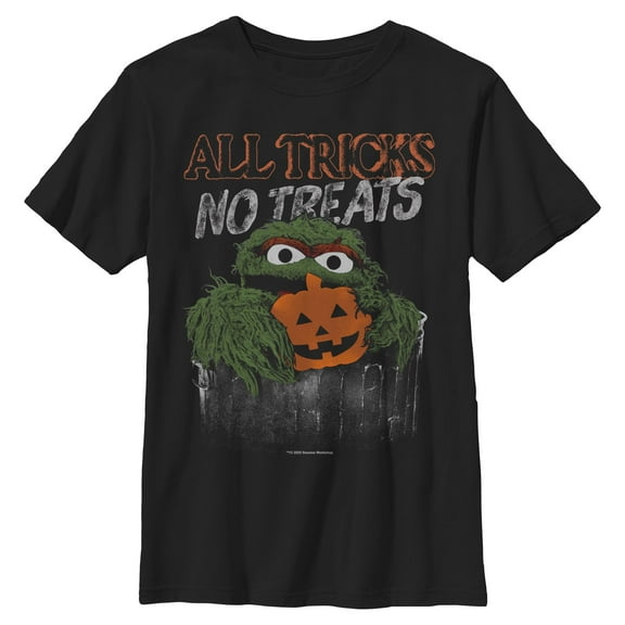 Boys Sesame Street All Tricks No Treats Oscar the Grouch T Shirt