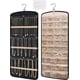 thumbnail image 1 of Organizador de joyas colgantes, soporte para collar y arete, con 20 bolsas de joyería, rollo de almacenamiento de viaje con bolsillos para colgar en el clóset, pared, puerta, 1 pieza, grande, negro, 1 of 6