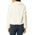 thumbnail image 3 of DARING DIVA Women's Cropped Notch Lapel Faux Fur Fluffy Coat XS White, 3 of 6