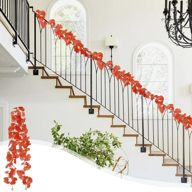 Artificial Vine Decoration Red Wall Hanging Simulation Ginkgo Leaf Plant Ornament 69 Inch Long Plastic