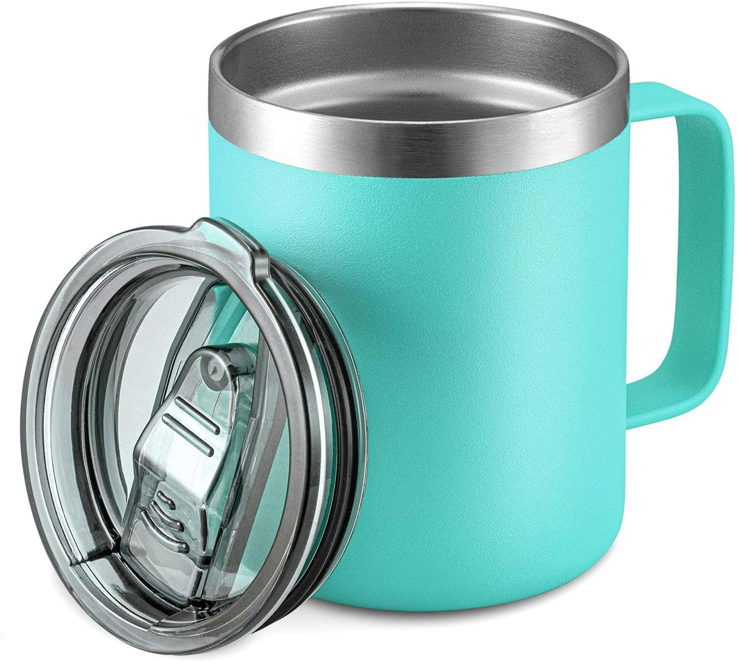 Insulated Coffee Cup Mugs With Handle Plastic Stainless Steel Thermal Travel 