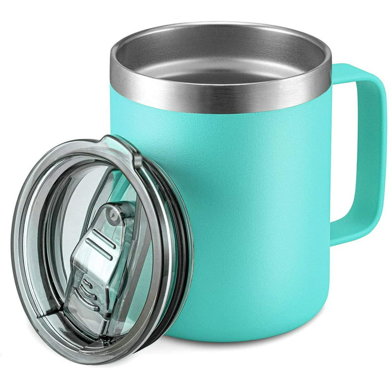 12oz Stainless Steel Insulated Coffee Mug with Handle, Double Wall Vacuum Travel  Mug, Tumbler Cup with Sliding Lid, Mint 