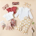 thumbnail image 3 of URMAGIC Newborn Baby Girl Clothes Outfits Infant Romper Ruffle Floral Pants Cute Headband Toddler Baby Girl Clothes Set, 3 of 8