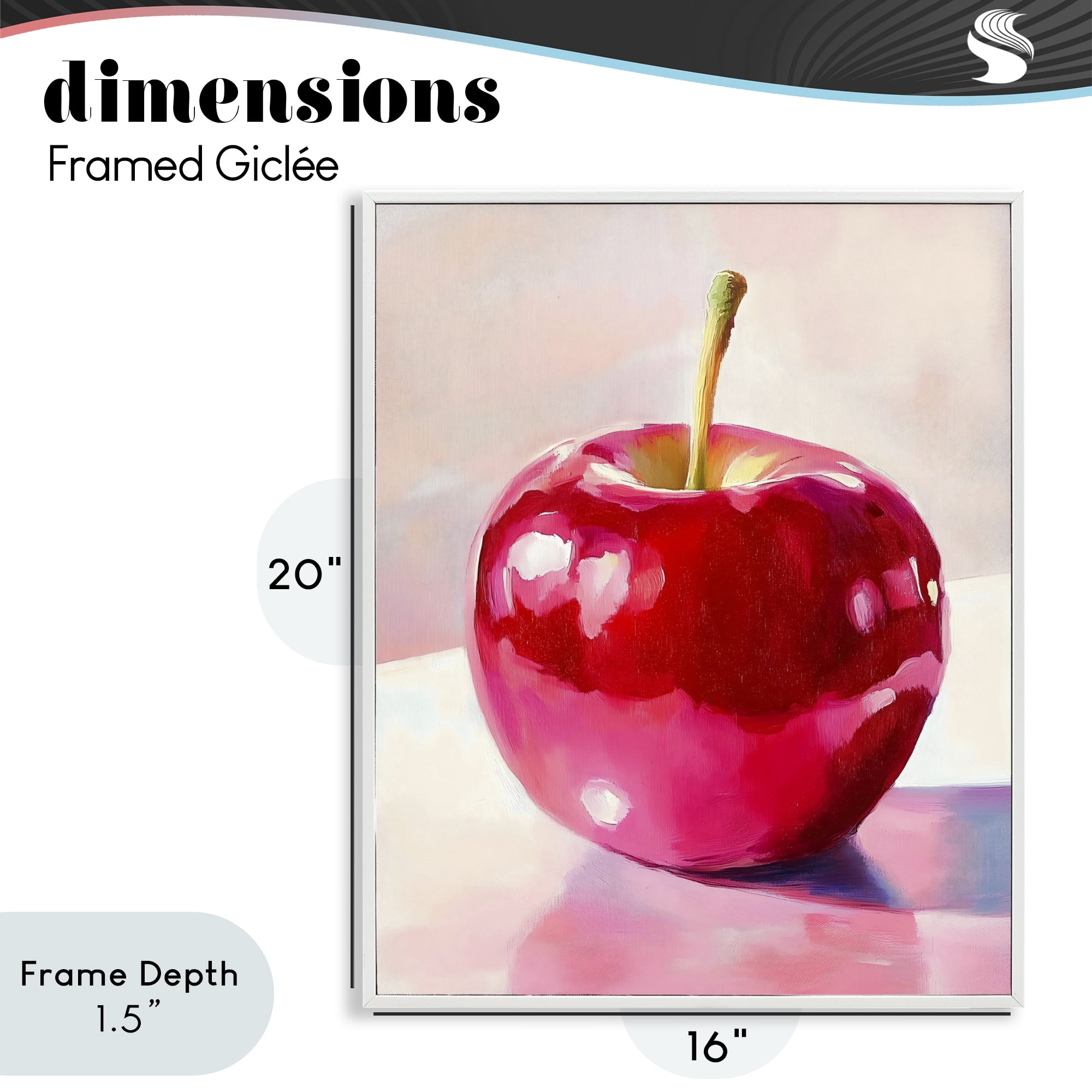 Stupell Industries Shiny Red Apple Reflection White Framed Giclee Art, design by The Prints Vibe