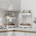 thumbnail image 5 of 2 Pack Under Sink Organizers and Storage, 2 Tier Double Sliding Drawer Cabinet Basket Organizer with Hooks and Hanging Cup, Apartment Essentials Must Haves for Kitchen, Bathroom, Garage Storage-White, 5 of 7