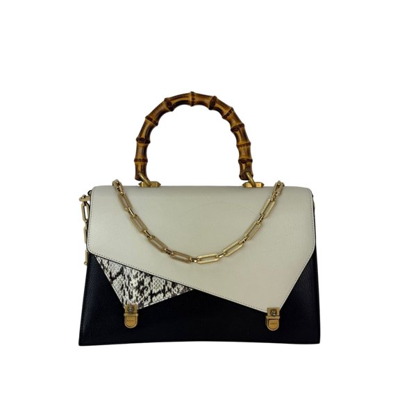 Pre-Owned Gucci Calfskin Snakeskin Studded Medium Ottilia Top Handle Shoulder Bag