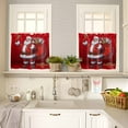 thumbnail image 4 of Red Santa Claus Kitchen Curtains and Valances Set, Merry Christmas Vintage Santa Gifts Bell Rod Pocket Window Valance Window Curtain Panels for Living Room Bedroom Laundry, 27.5x24in, 3 Pieces, 4 of 7