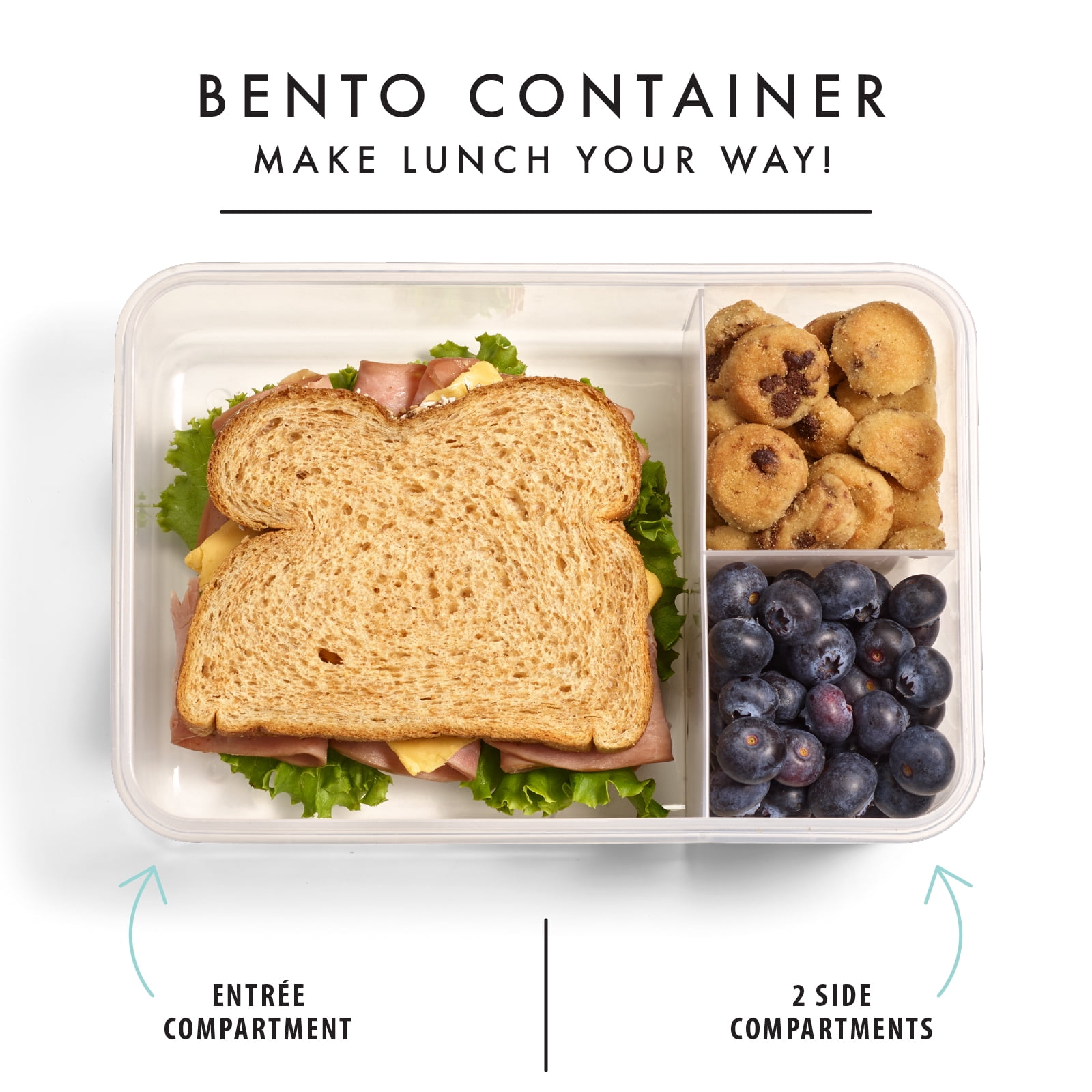 L.O.T.G. Three-Compartment BPA-Free Plastic Lunch Box with 2 Slim Ice Packs