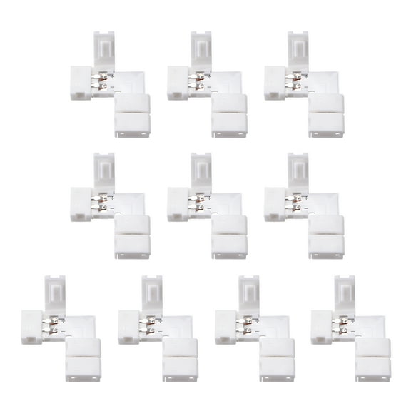 8mm 2P L-shape LED Strip Connector Corner for Single Color 3528 Lights 10Pcs