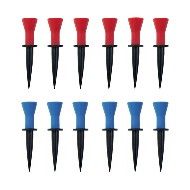 Paquete de 12 tees de golf Sonducket Soporte de pelota profesional plástico 6 uds rojo 6 uds azul 58 mm