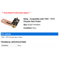 thumbnail image 2 of Relay - Compatible with 1969 - 1973 Chrysler New Yorker 1970 1971 1972, 2 of 2