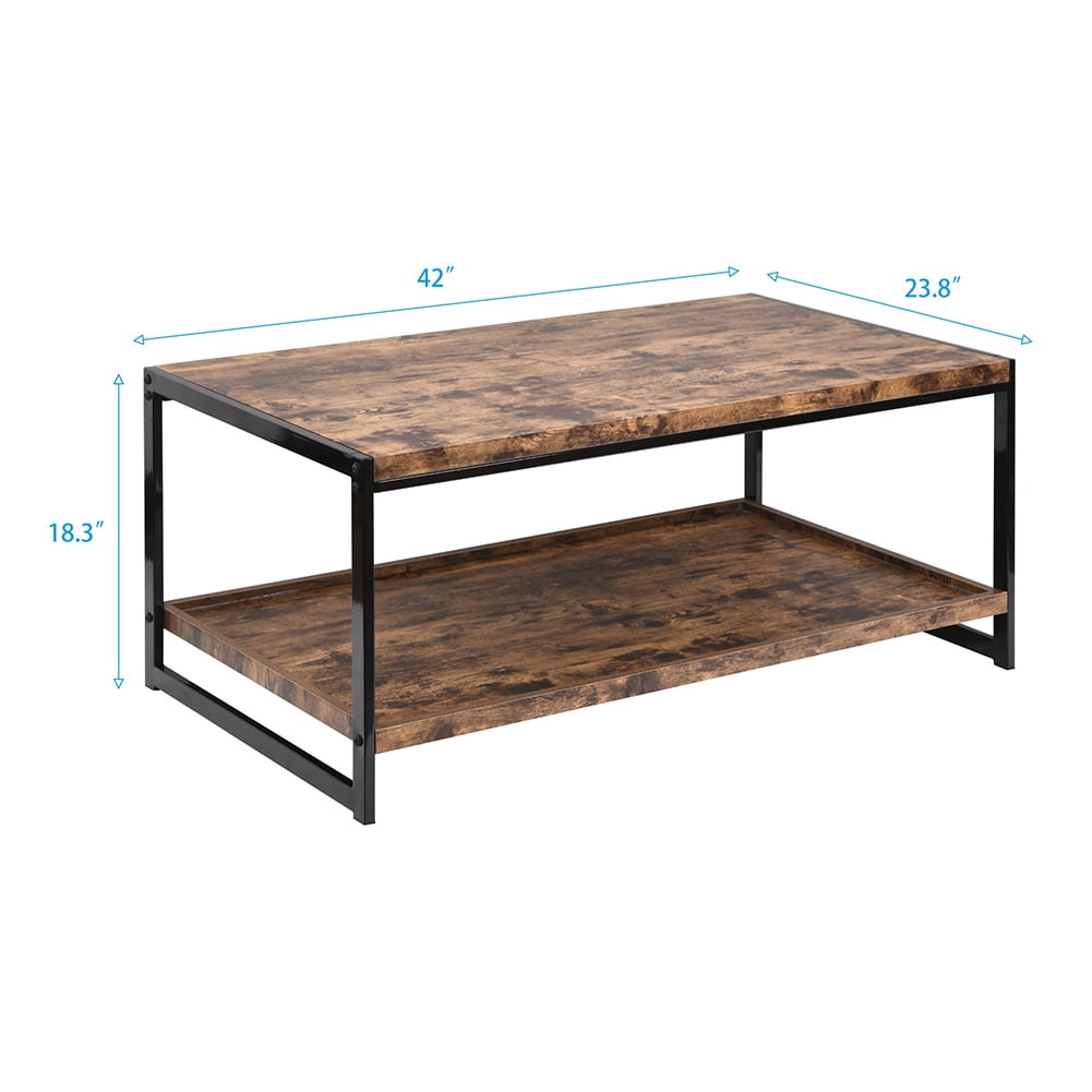 Kepooman Industrial Coffee Table for Living Room, Sturdy Wood and Metal Cocktail Table with Open Storage Shelf, Vintage Burnt Wood Grain Kepooman Industrial Coffee Table for Living Room, Sturdy Wood and Metal Cocktail Table with Open Storage Shelf, Vintage Burnt Wood Grain