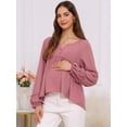 thumbnail image 6 of DARING DIVA Women's Maternity Empire Waist Babydoll Lantern Sleeve Blouse 2XL Pink, 6 of 8