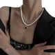 thumbnail image 5 of Collar en capas de corazón negro Txlixc Collar de Moda Cadena de metal y perlas, 5 of 10