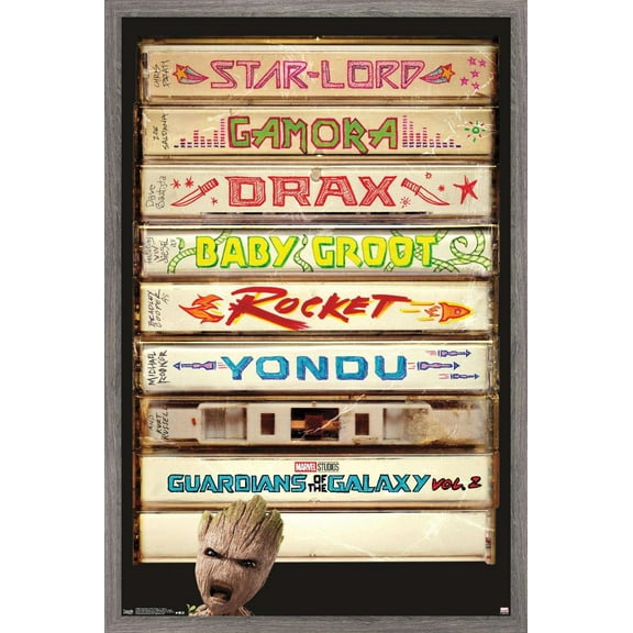 Marvel Cinematic Universe - Guardians of the Galaxy 2 - Tapes Wall Poster, 14.725" x 22.375", Framed