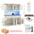 thumbnail image 2 of ANPOO 71" Tall Farmhouse Kitchen Pantry Cabinet with LED Light, Power Outlet & 8 Doors with Door-mounted Storage, Large Freestanding Storage Hutch with Open Countertop for Dining Room, Living Room, 2 of 7