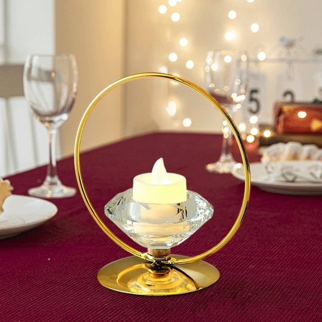 Candelabro de Hierro Negro Dorado | Candelabro Minimalista Moderno de Hierro con Detalles de Cristal | Decoración Romántica para Sala de Estar | Candelabro Estable para Un Ambiente Relajante En El Ho