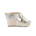 thumbnail image 3 of BLISSFUL STEP Women's Shoes Wedge Open Toe Crisscross Straps Linen Platform Sandals Silver 7, 3 of 7