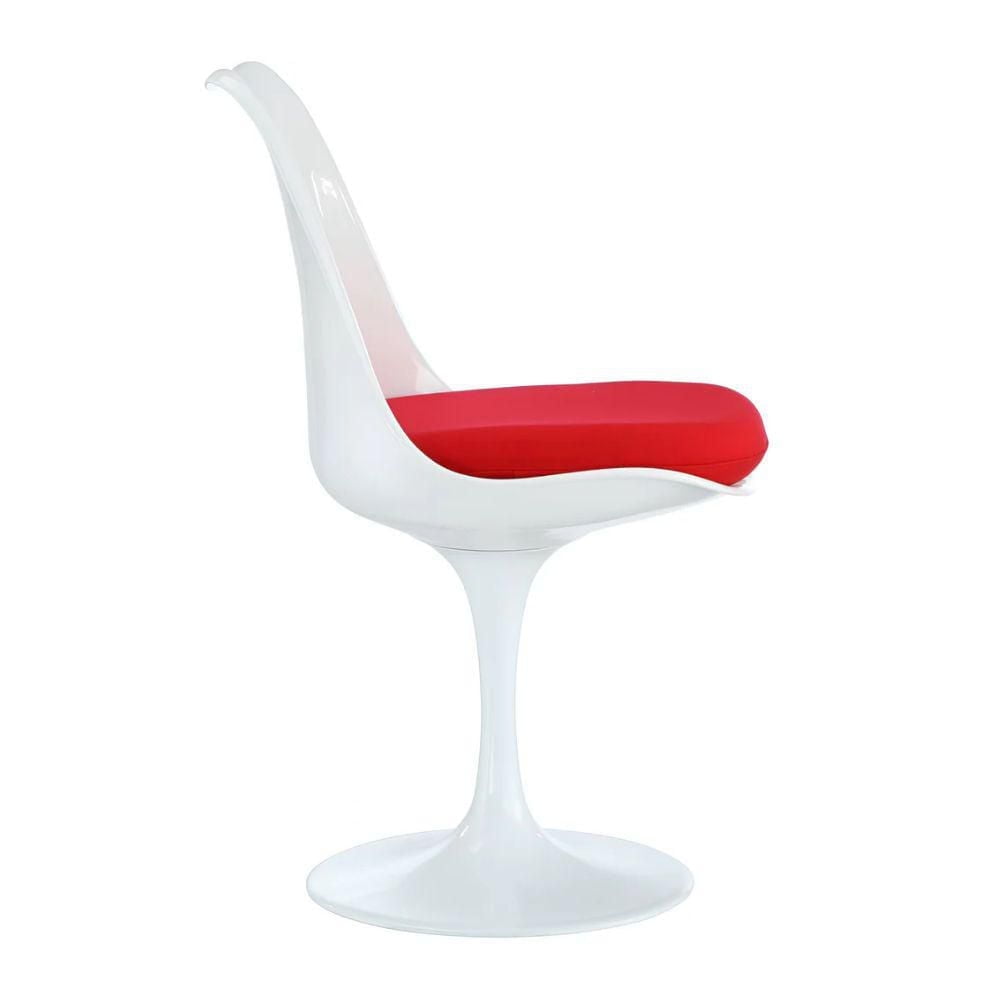 Heavenly White Tulip Armless Chair with Cushion