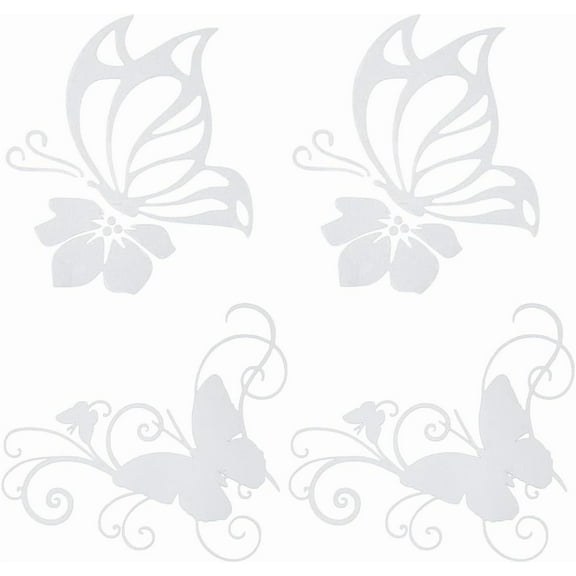 4 Sheets 2 Styles Car Decal PET Waterproof Sticker Outdoor Bumper Women Car Stickers White Butterfly Hibiscus Flowers Hawaiian Reflective Decals