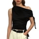thumbnail image 1 of Blusa ajustada con cuello sesgado y pliegues para mujer Elegante, 1 of 6