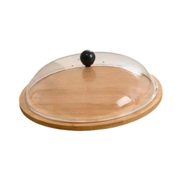 Soporte de bambú para tartas con cubierta de cúpula, bandeja redonda para servir como centro de mesa. L