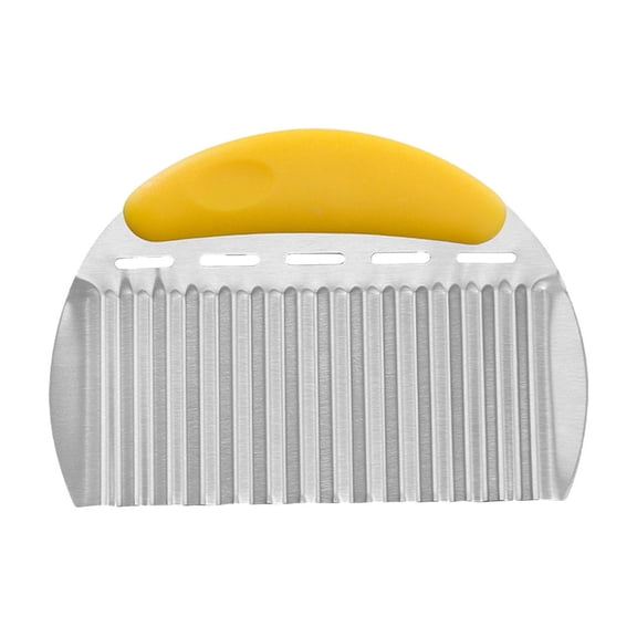 Heavy Duty Stainless Steel Crinkle Cutter Wavy Chopper French Fry Slicer for Potatoes Carrot Chips and Fruits Yellow