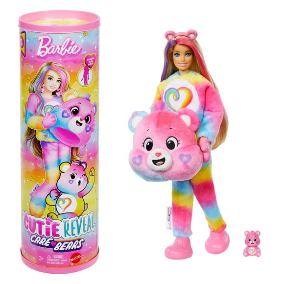 Barbie Cutie Reveal Care Bears Doll & Accessories, Series 2 Togetherness Bear with 10 Surprises