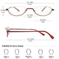 thumbnail image 2 of KOOSUFA Metal Half Moon Reading Glasses 1.50 Spring Hinge Women Men Half Frame Readers Eyeglasses Eyewear Red, 2 of 8