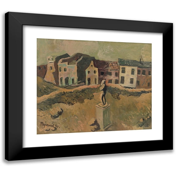 Cyprián MajernÃk 14x12 Black Modern Framed Museum Art Print Titled - Monument (Memorial of a Famous Man) (1940)