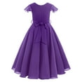 thumbnail image 3 of IBTOM CASTLE Flower Girls Chiffon A-line Party Dresses Wedding Junior Bridesmaid Princess Pageant Communion Maxi Gowns 3-4 Years Dark Purple, 3 of 8