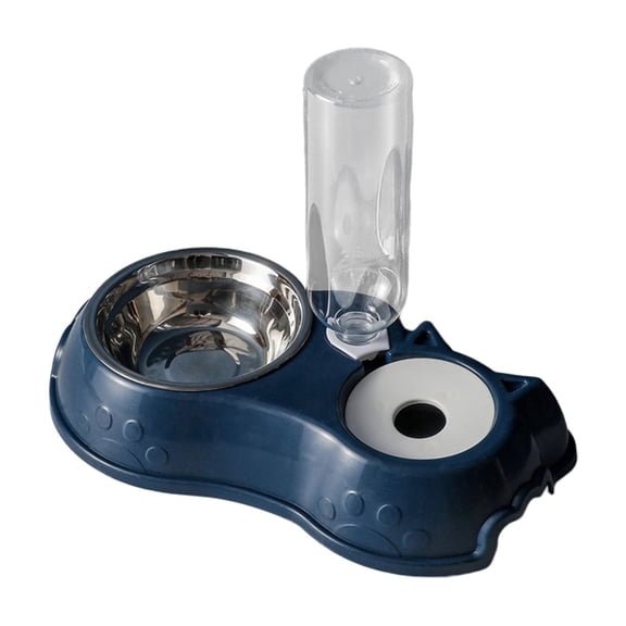 Chanana Double Dog Cat Bowls, 2 in1 Pet Water and Food Bowl Set with Automatic Gravity Water Dispenser Bottle Detachable Stainless Steel Bowl No-Spill for Cats and Dogs Puppy Kitten Rabbit
